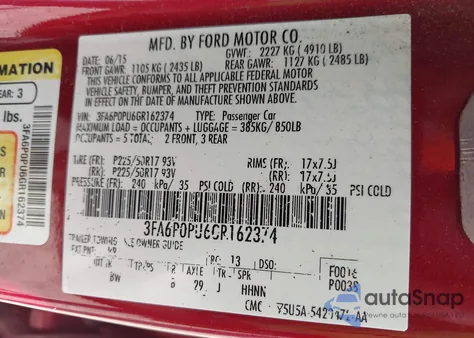 2016 Ford Fusion Energi Se Luxury from USA, damaged, VIN 3FA6P0PU6GR162374